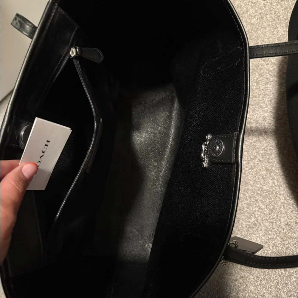 Coach Purple and Black Leopard Print Tote - Picture 2 of 2